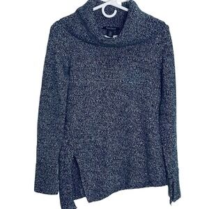 White House Black Market Sparkle Turtleneck Blue Sweater Women Size XS